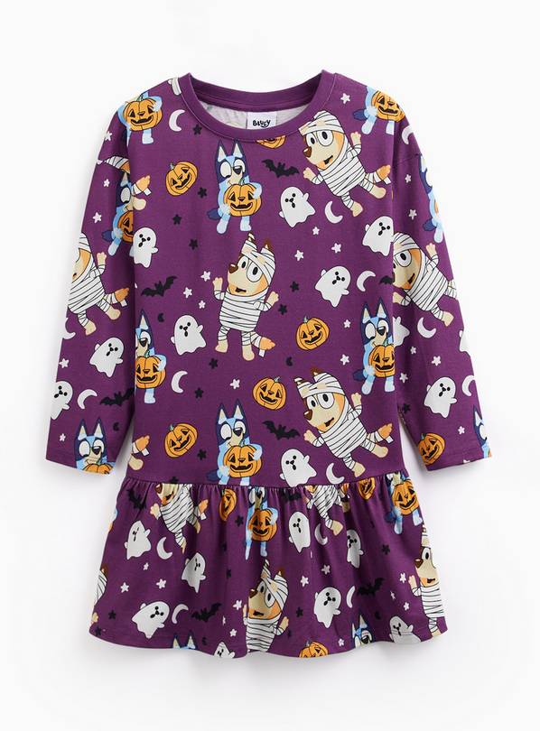 Purple Bluey Halloween Jersey Dress 6-7 years