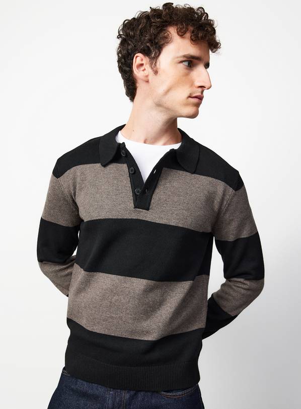 Block Stripe Polo Shirt M