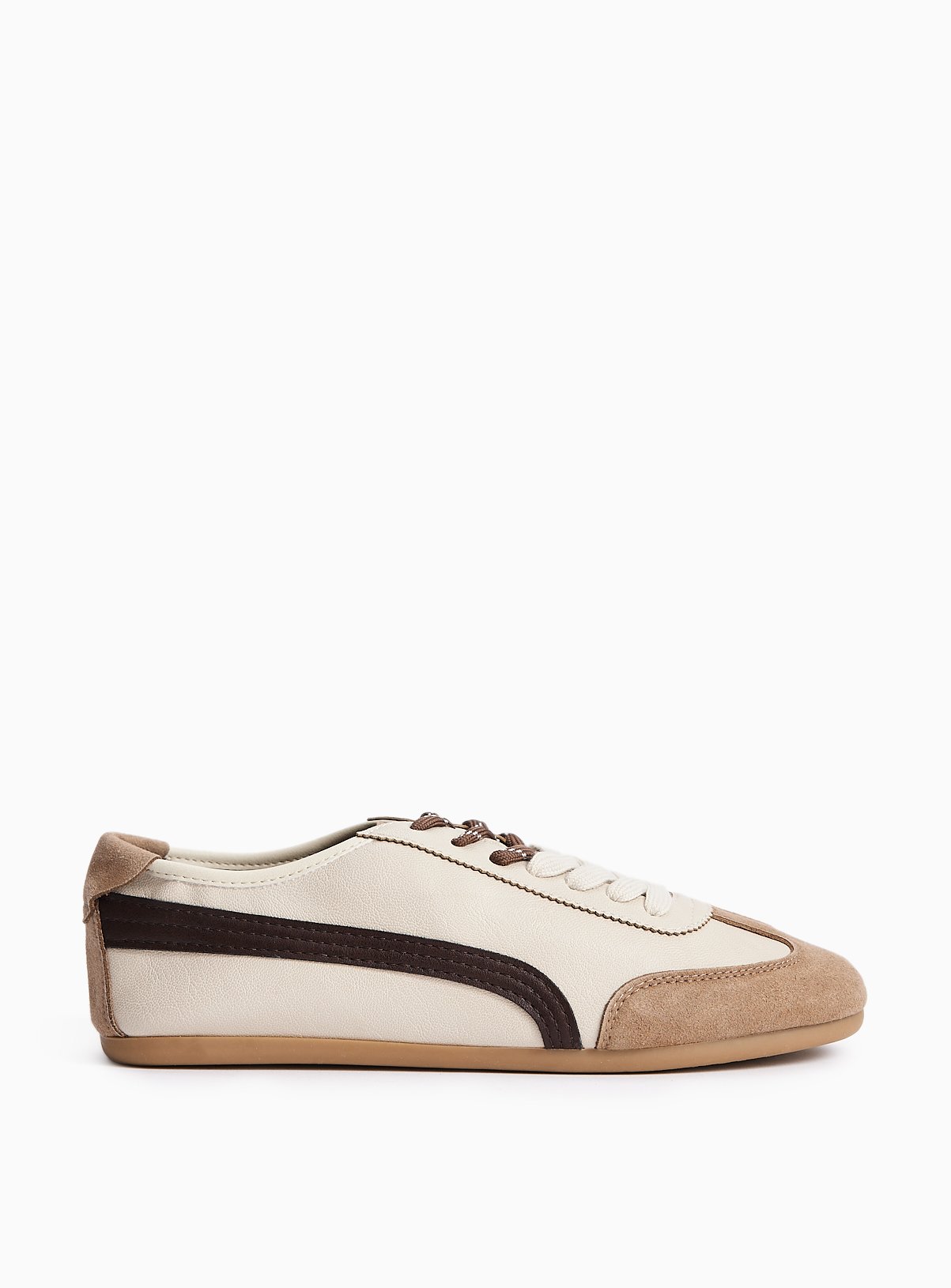 Neutral Faux Leather Low Profile Trainers 6 - Image 2 thumbnail