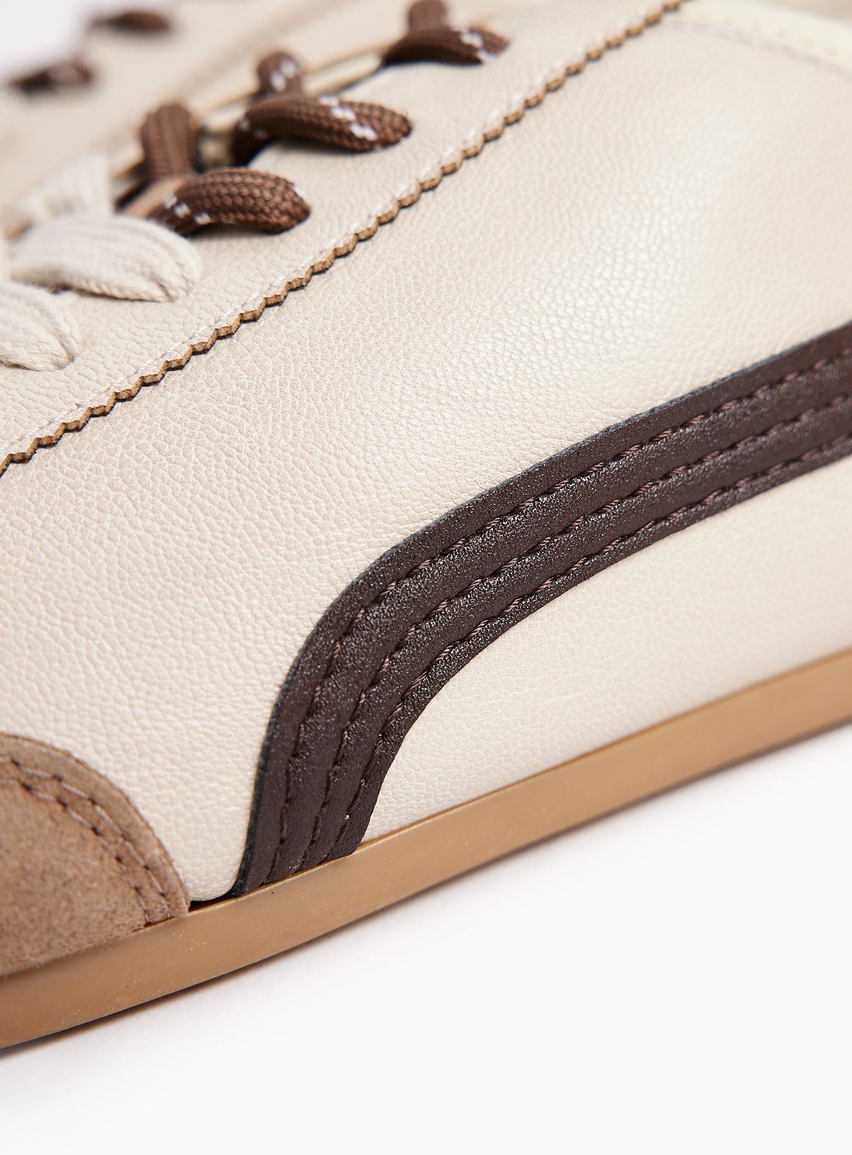 Neutral Faux Leather Low Profile Trainers 6 - Image 3 thumbnail