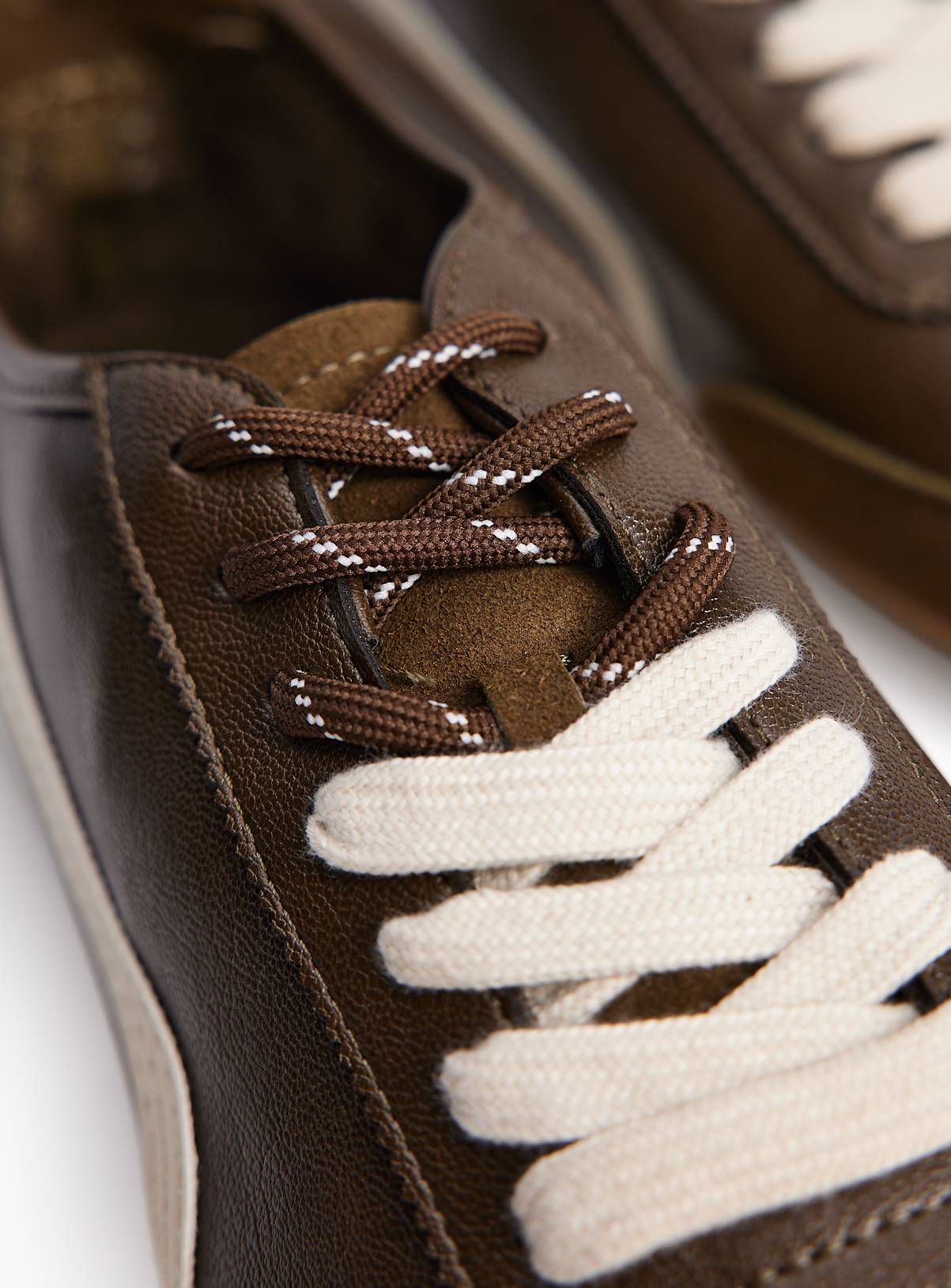 Khaki Faux Leather Low Profile Trainers 4 - Image 3