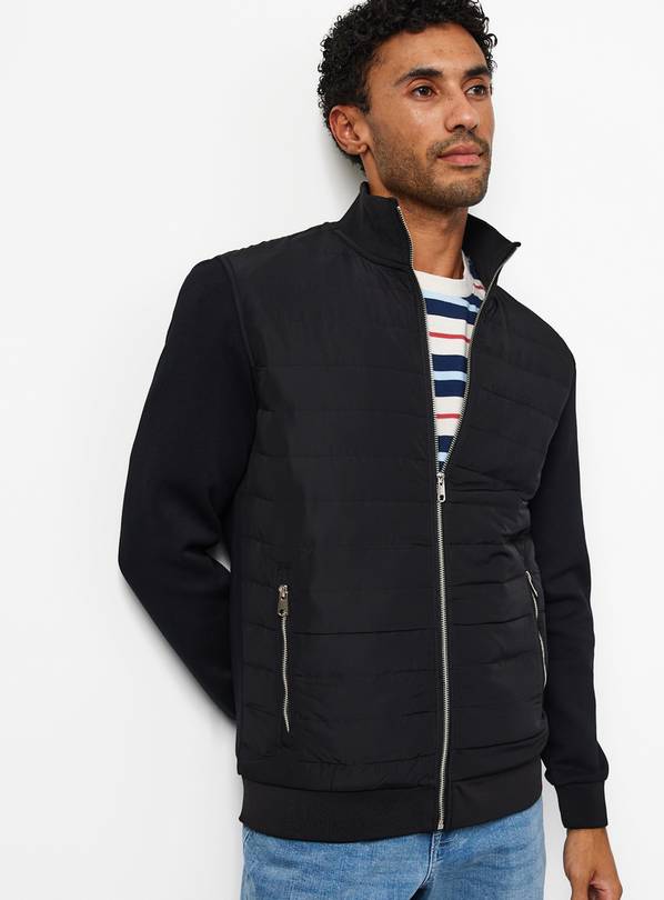 Black Hybrid Quilted Zip-Through Jacket XXL