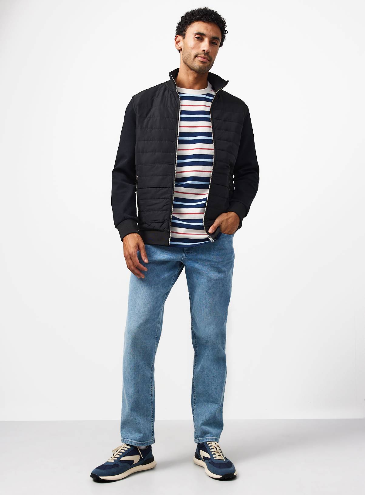 Black Hybrid Quilted Zip-Through Jacket XXL - Image 2