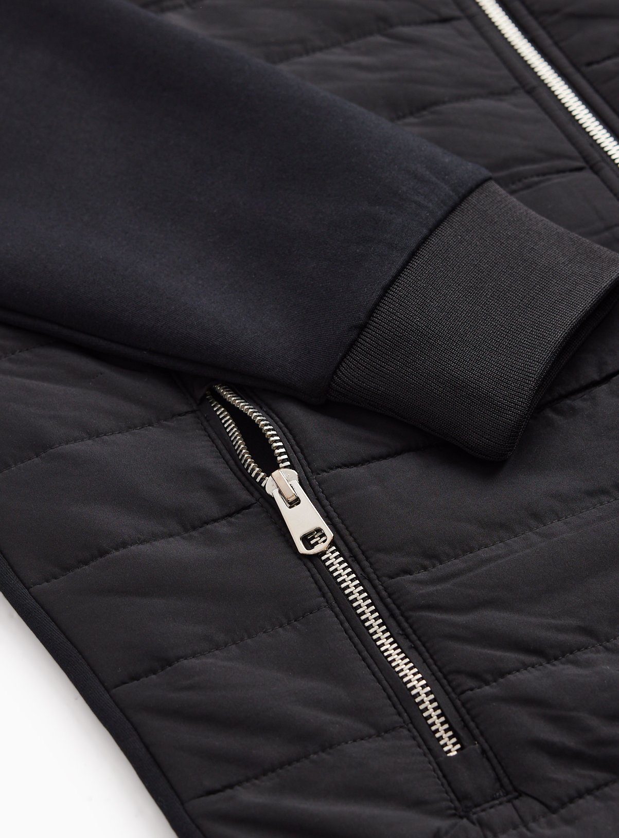 Black Hybrid Quilted Zip-Through Jacket XXL - Image 4 thumbnail