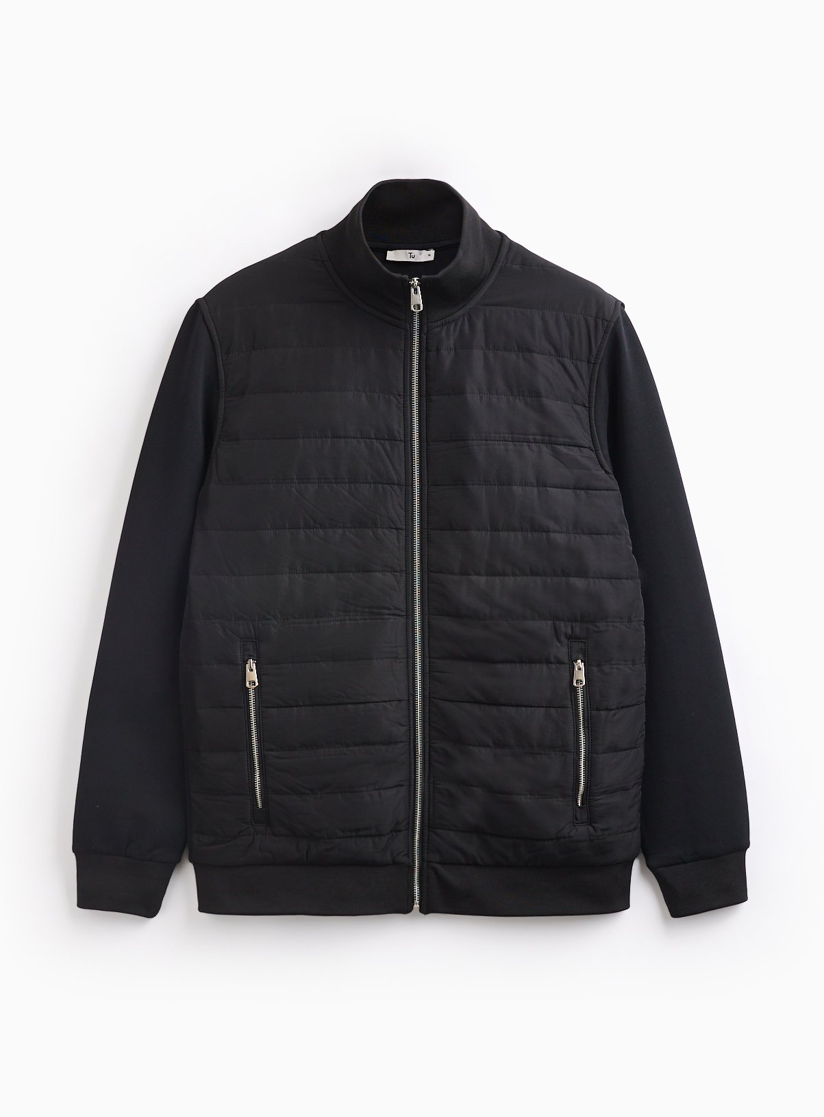 Black Hybrid Quilted Zip-Through Jacket XXXL - Image 3 thumbnail