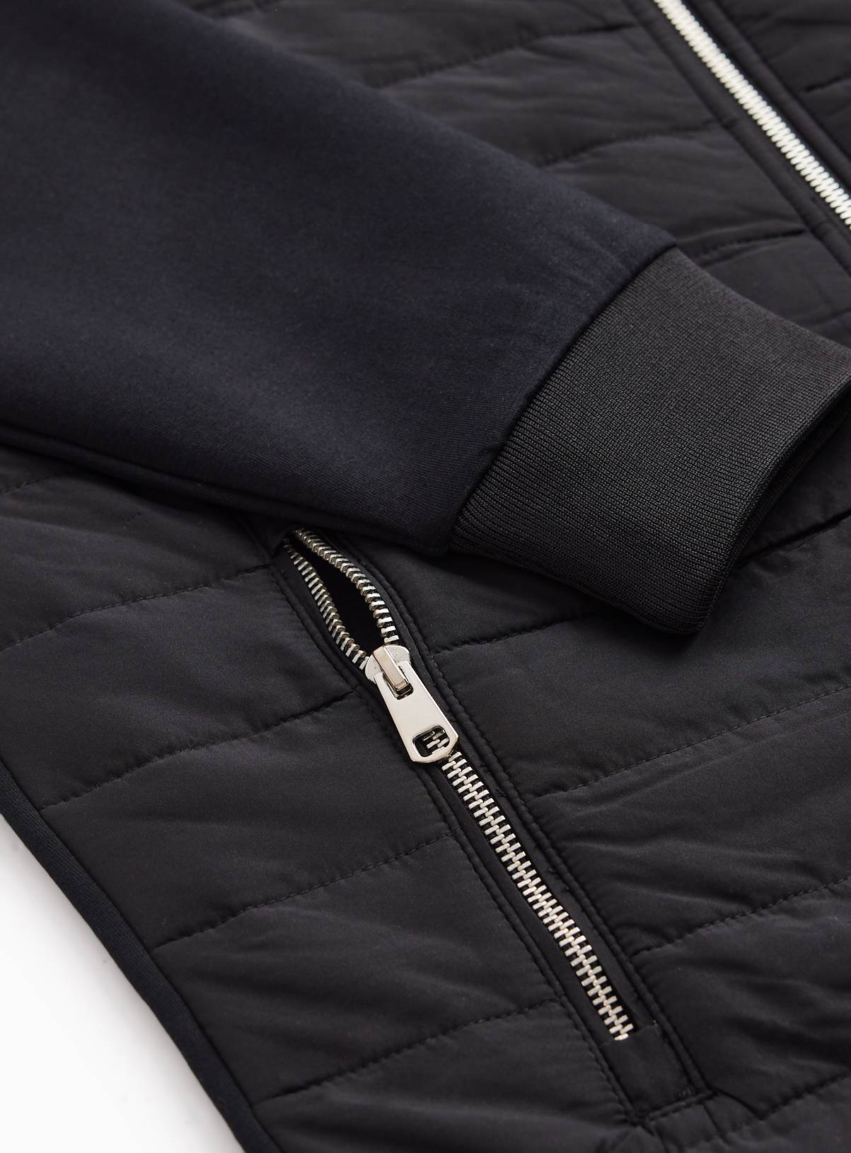 Black Hybrid Quilted Zip-Through Jacket XXXL - Image 4