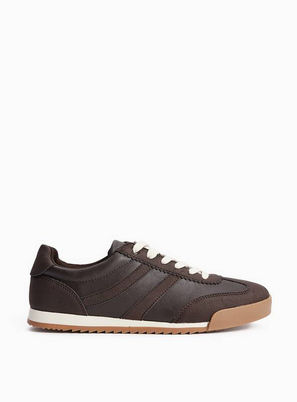 Brown Faux Leather Retro Trainers 8