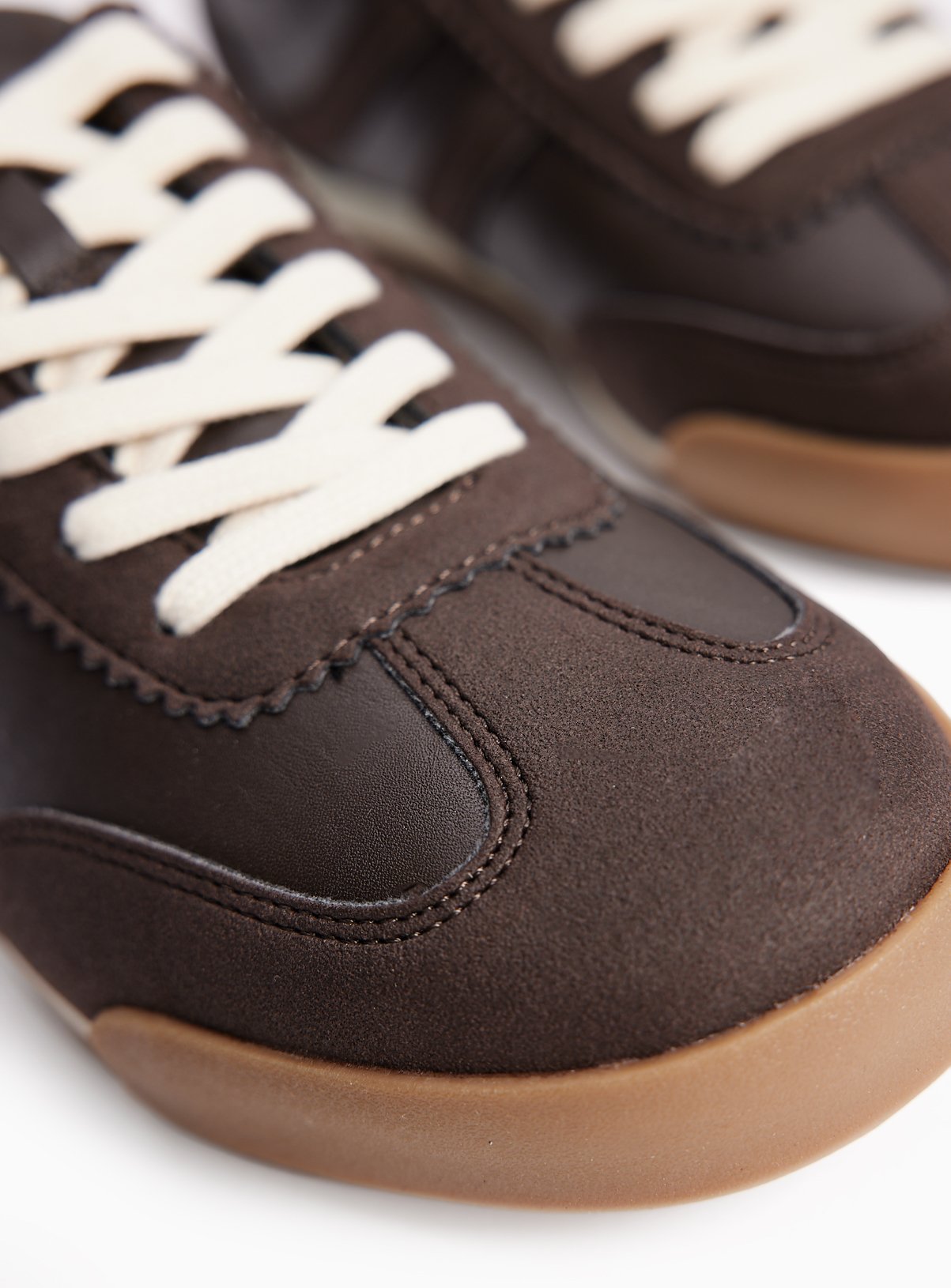 Brown Faux Leather Retro Trainers 7 - Image 3 thumbnail