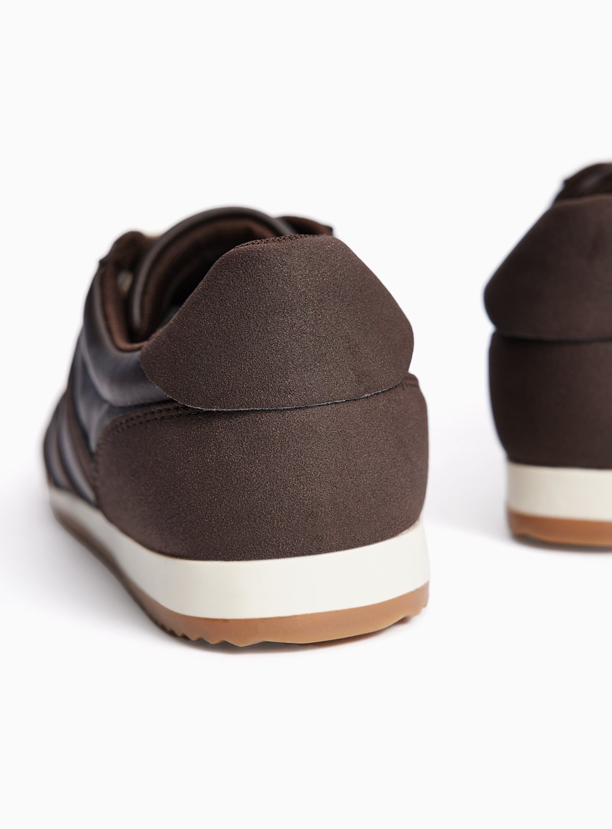 Brown Faux Leather Retro Trainers 7 - Image 4 thumbnail