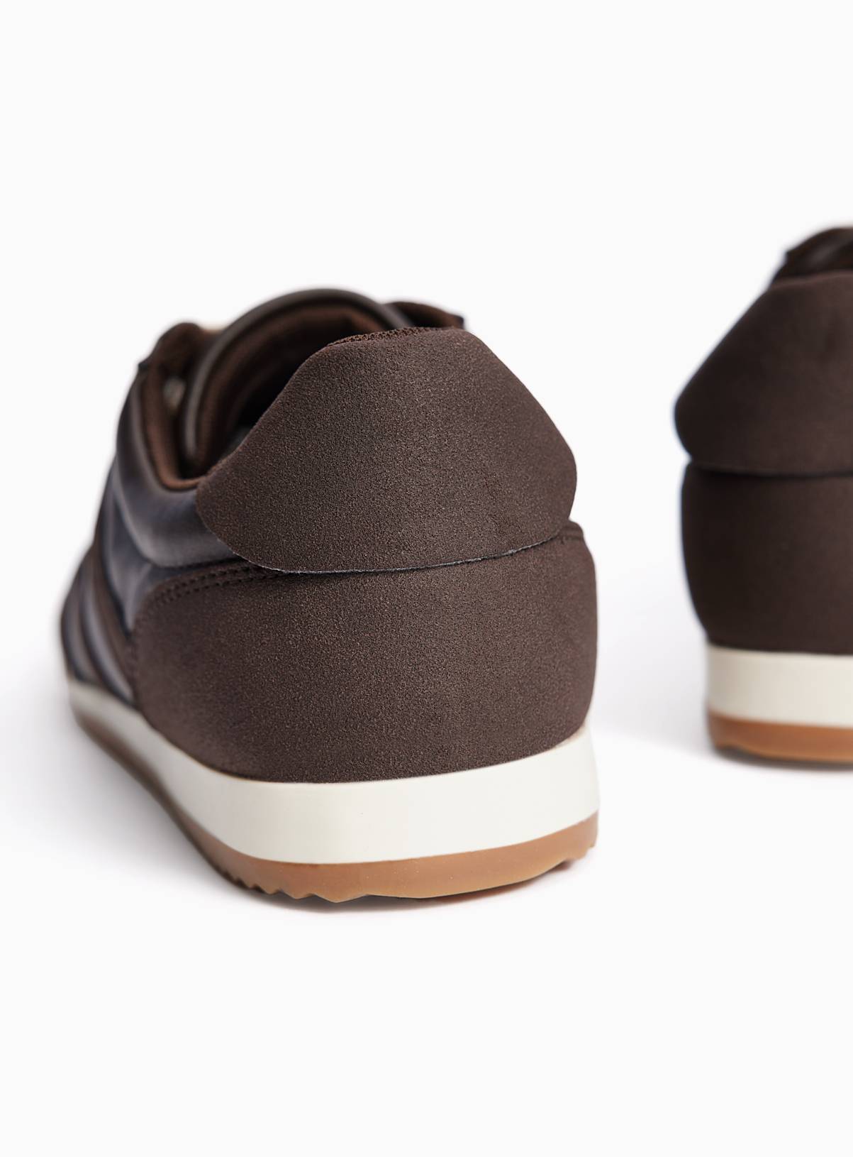 Brown Faux Leather Retro Trainers 7 - Image 4