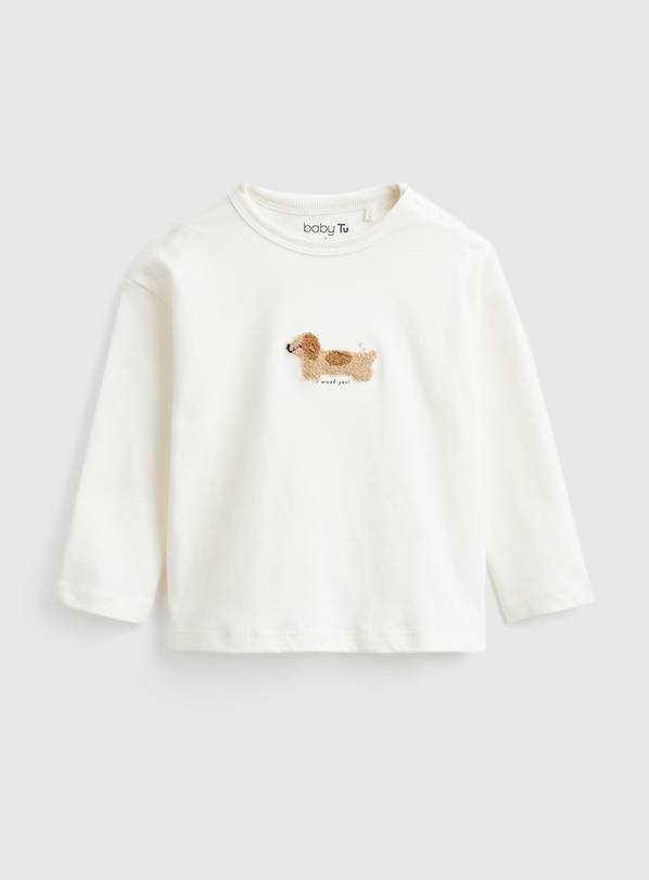 Cream Dog Graphic Long Sleeve T-Shirt 2-3 years