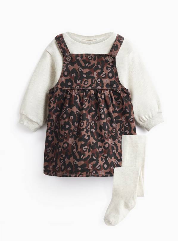 Brown Animal Print Full Skirt Pinafore Set 2-3 years