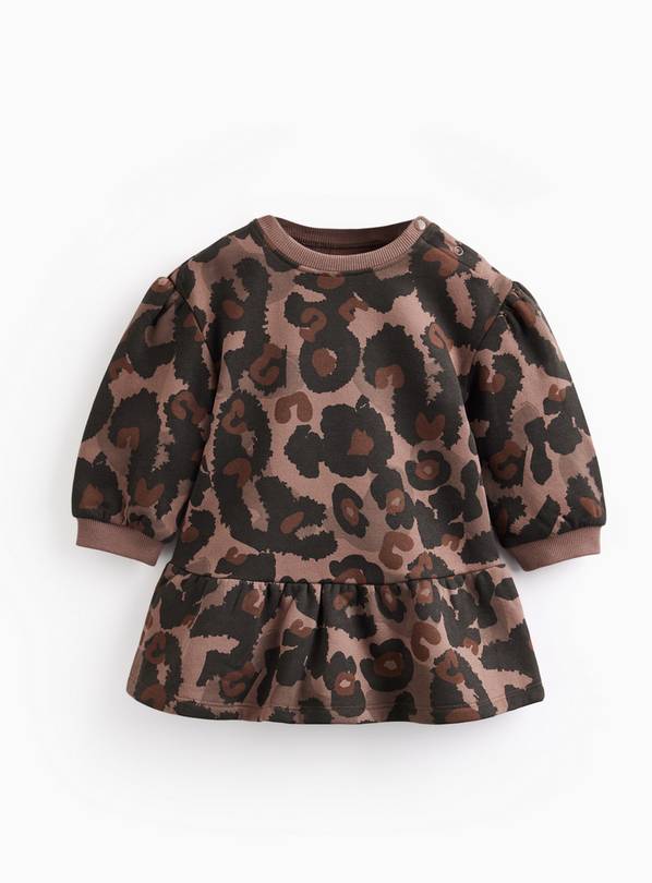 Brown Animal Print Sweatshirt Dress & Tights Set 2-3 years