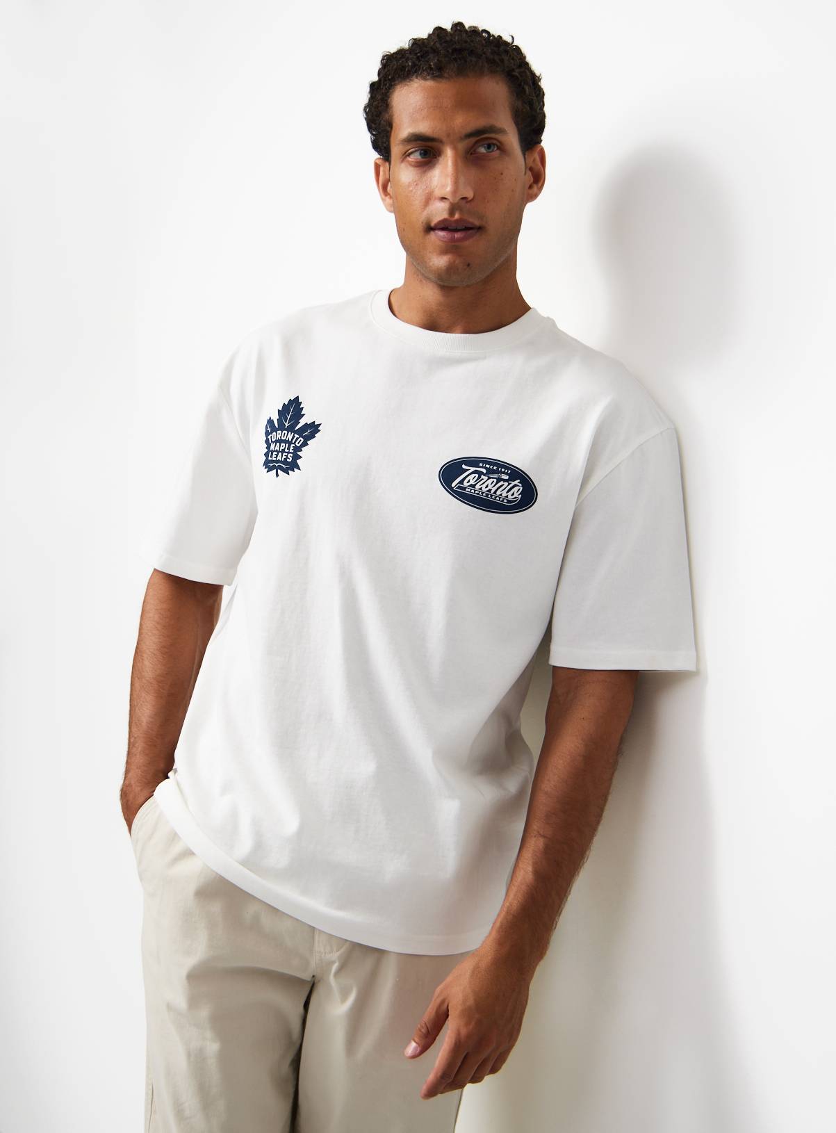 White Toronto Maple Leafs Graphic Relaxed Fit T-Shirt S - Image 1