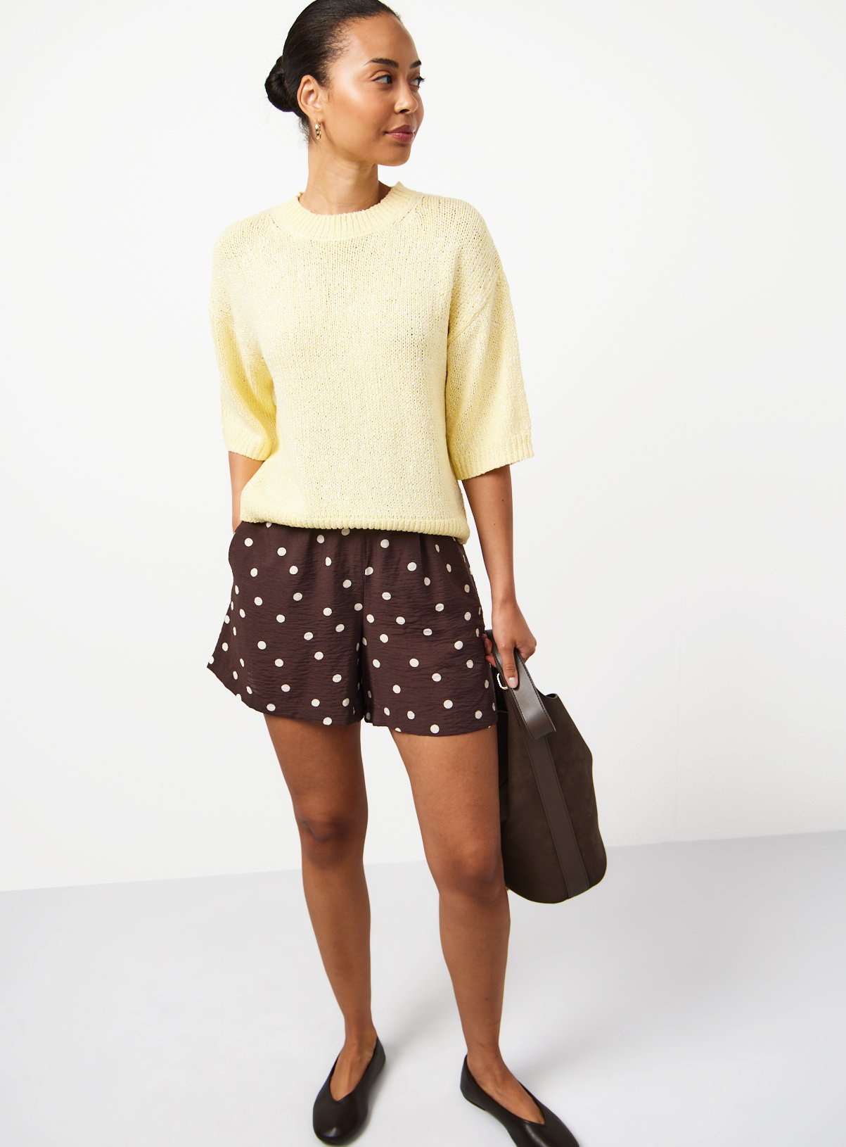 Yellow Sequin Detail Knitted T-Shirt XL - Image 2 thumbnail