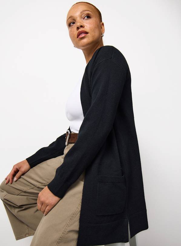 Black Cosy Yarn Knitted Cardigan XL