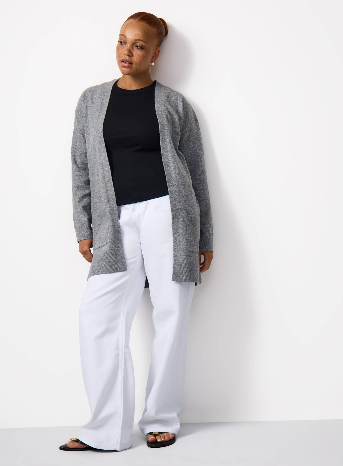 Grey Cosy Yarn Knitted Cardigan S - Image 2