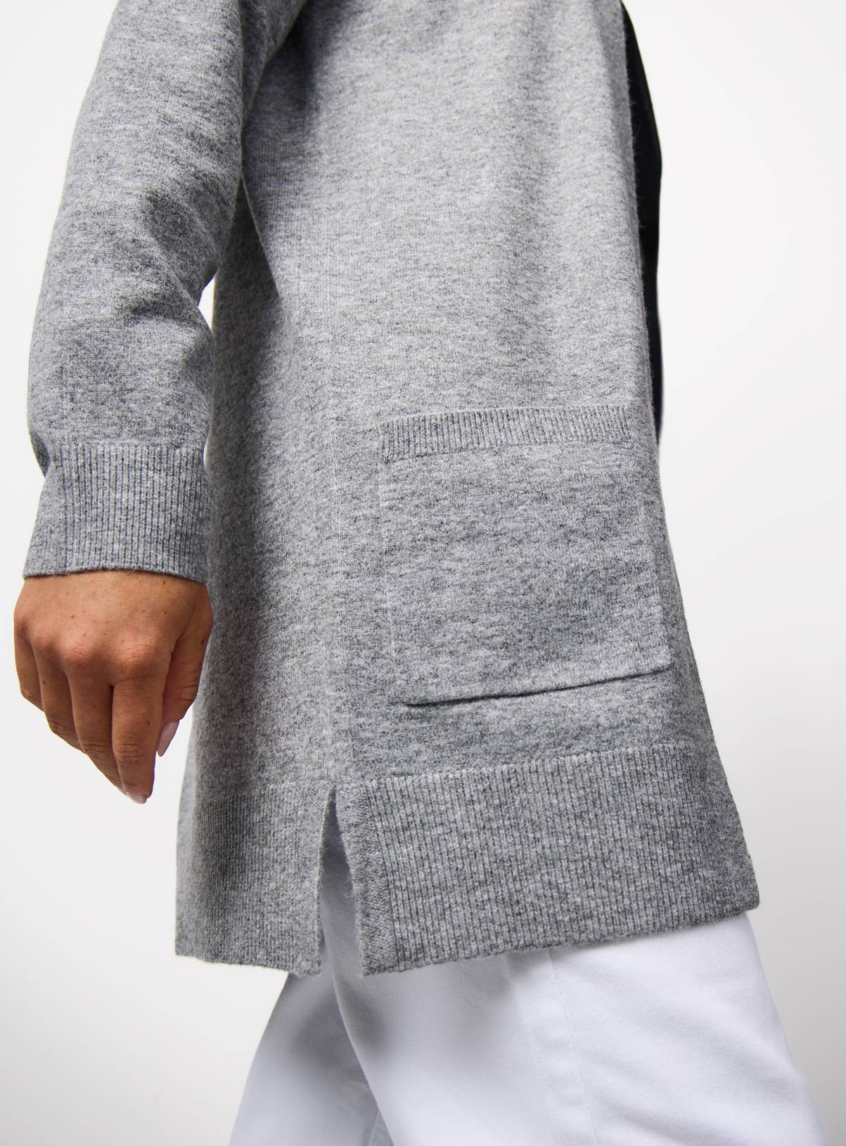 Grey Cosy Yarn Knitted Cardigan S - Image 3