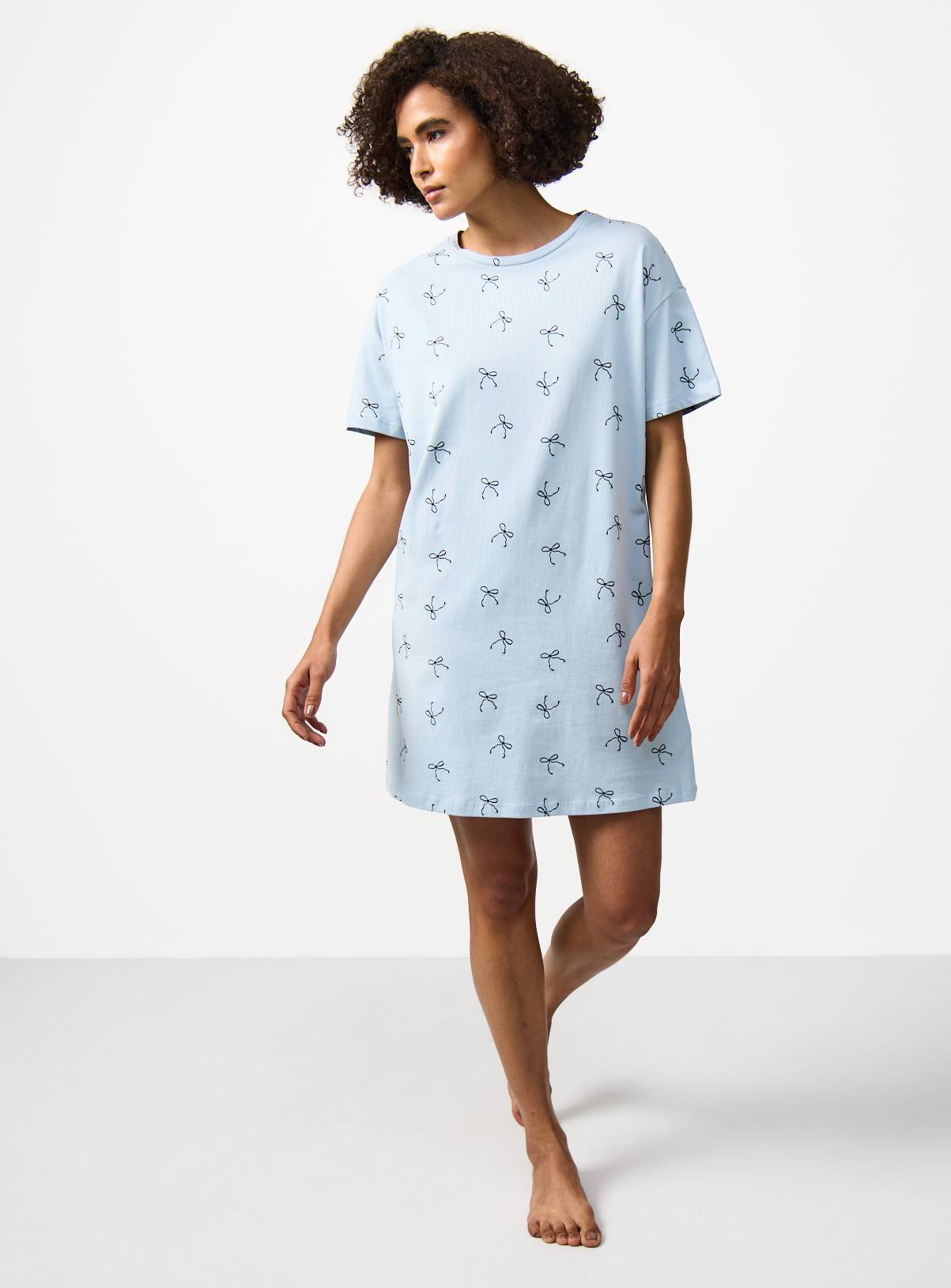 Blue Bow Print Sleep Tee S - Image 2