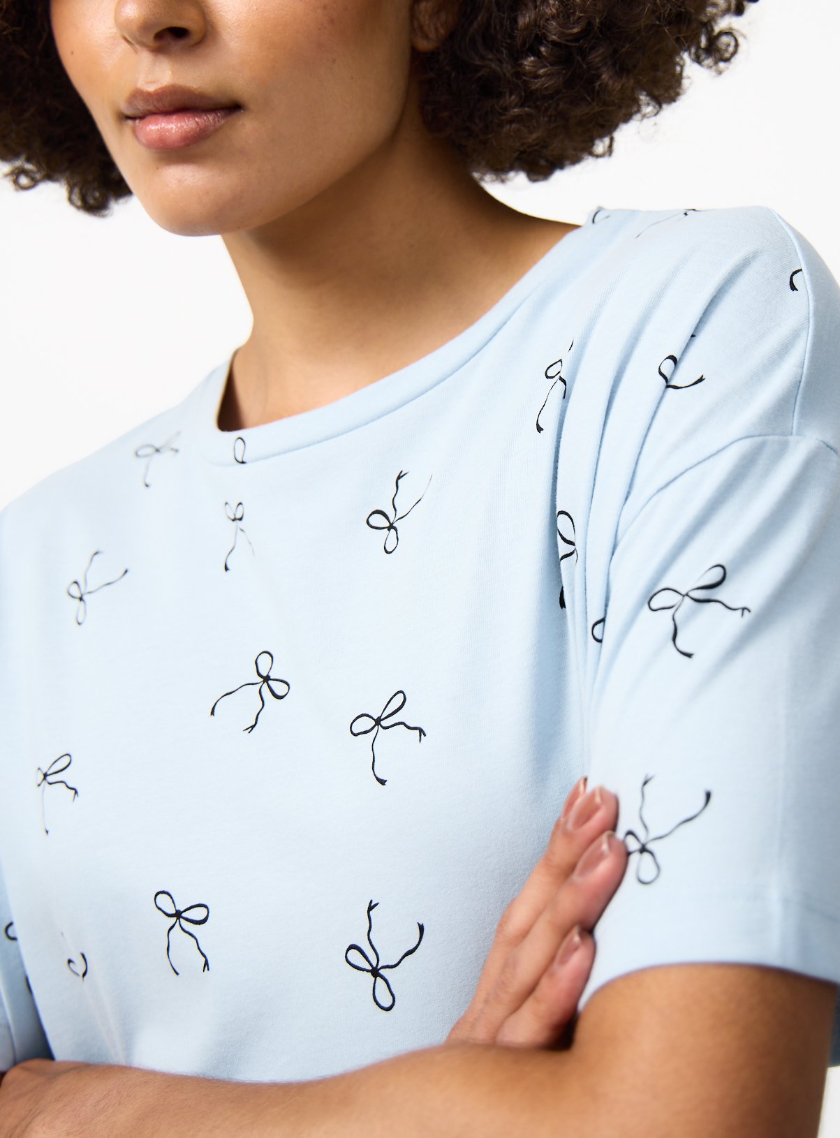 Blue Bow Print Sleep Tee S - Image 3 thumbnail