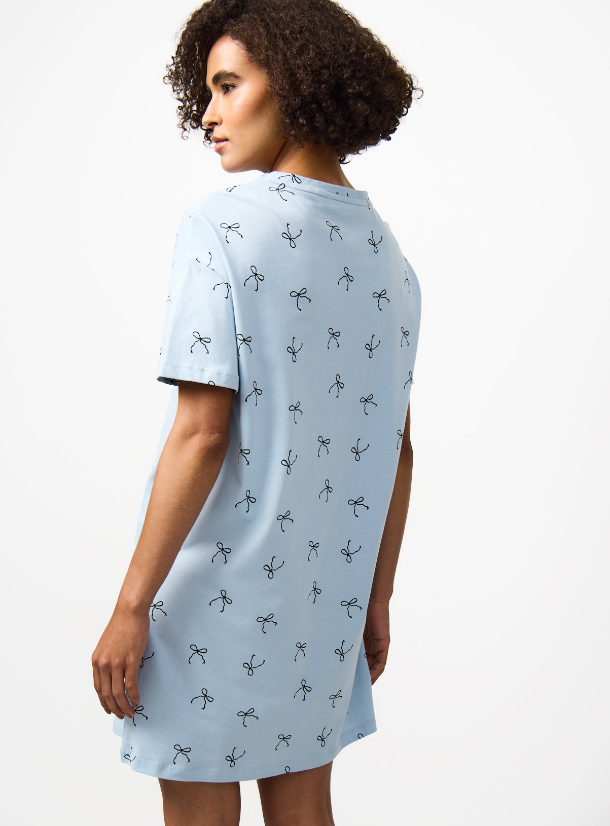 Blue Bow Print Sleep Tee S - Image 4 thumbnail