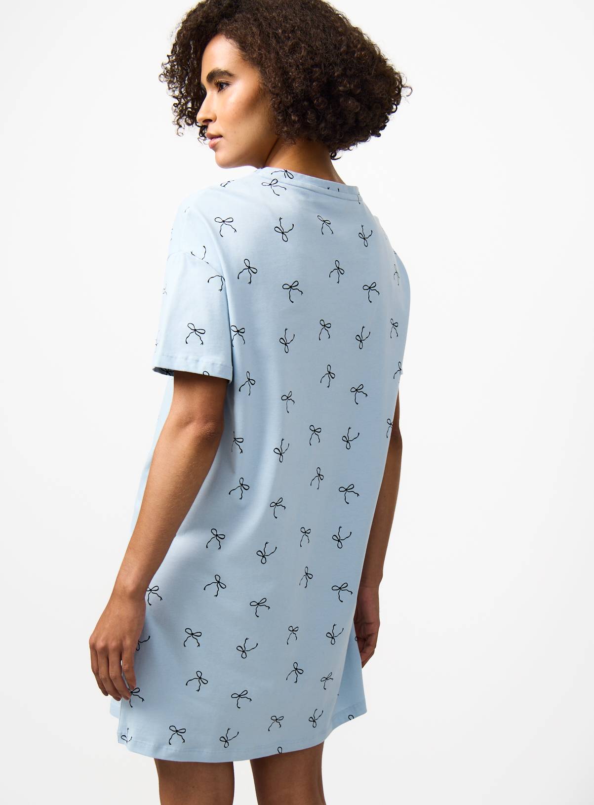 Blue Bow Print Sleep Tee S - Image 4