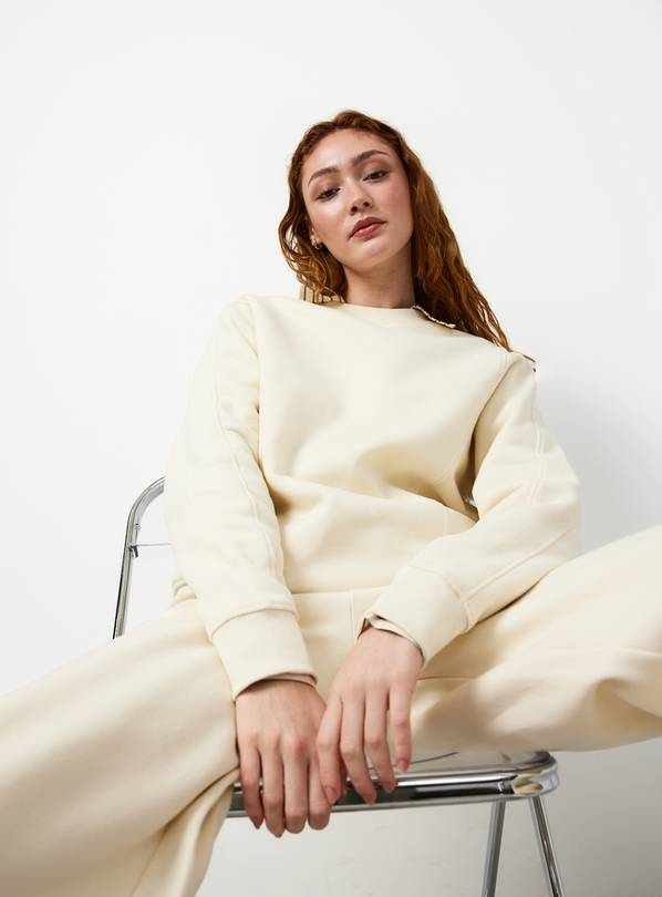 Cream Crew Neck Co-ord Sweatshirt S