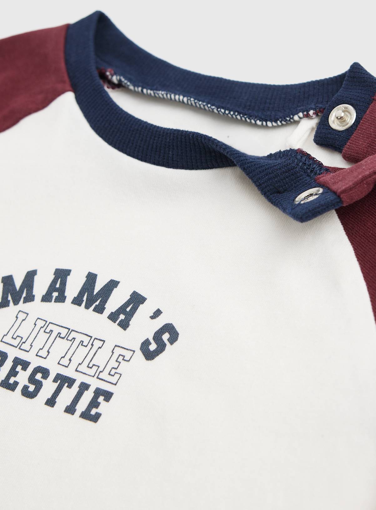 White Mama's Little Bestie Graphic Raglan Long Sleeve T-Shirt 6-9 months - Image 2