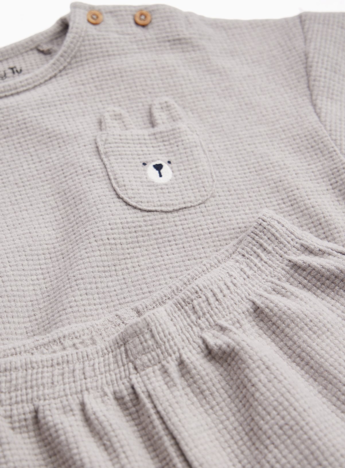 Grey Bear Pocket Detail Waffle Sweatshirt 2 Piece Set 12-18 months - Image 2 thumbnail