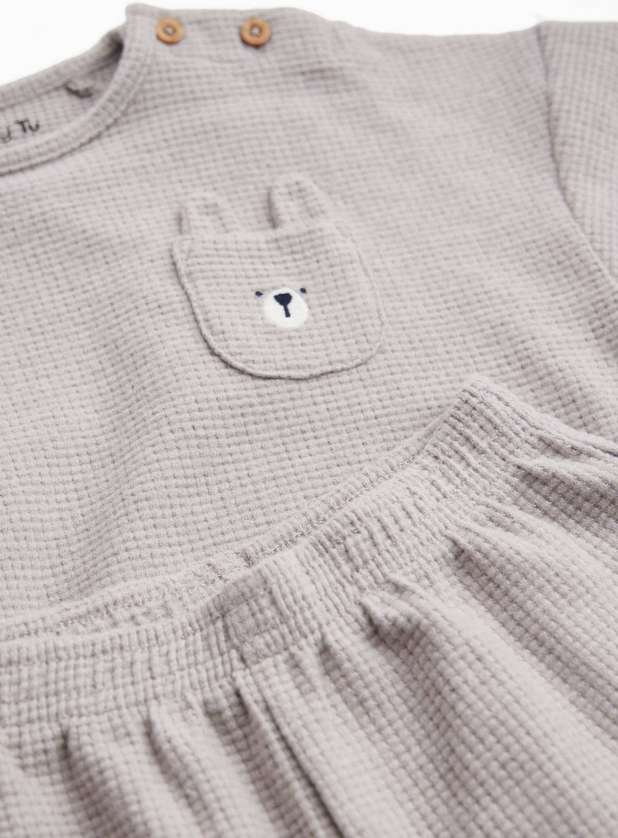 Grey Bear Pocket Detail Waffle Sweatshirt 2 Piece Set 12-18 months - Image 2