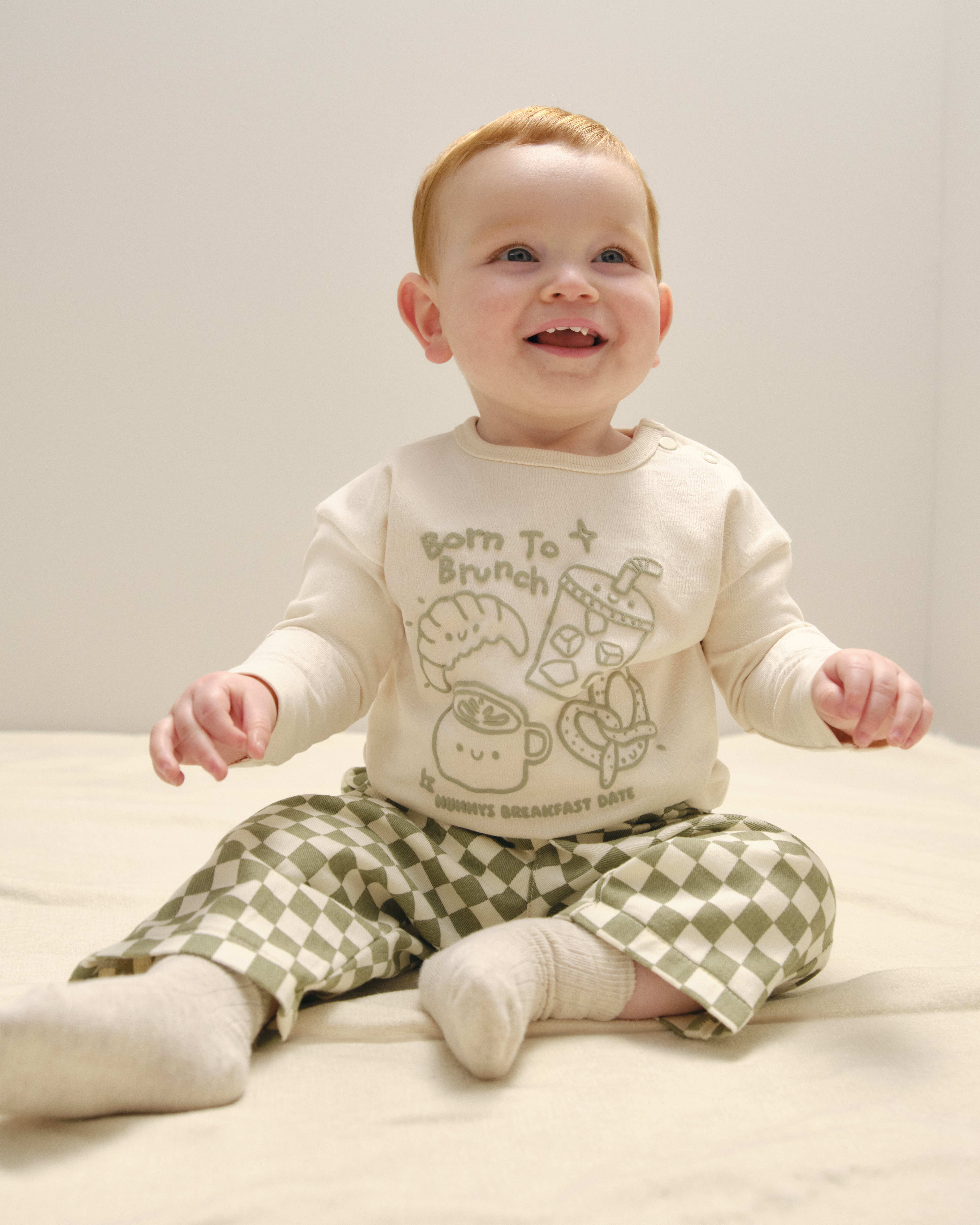 Cream Born To Brunch Graphic Long Sleeve T-Shirt 2-3 years - Image 1 thumbnail