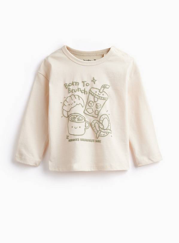 Cream Born To Brunch Graphic Long Sleeve T-Shirt 2-3 years