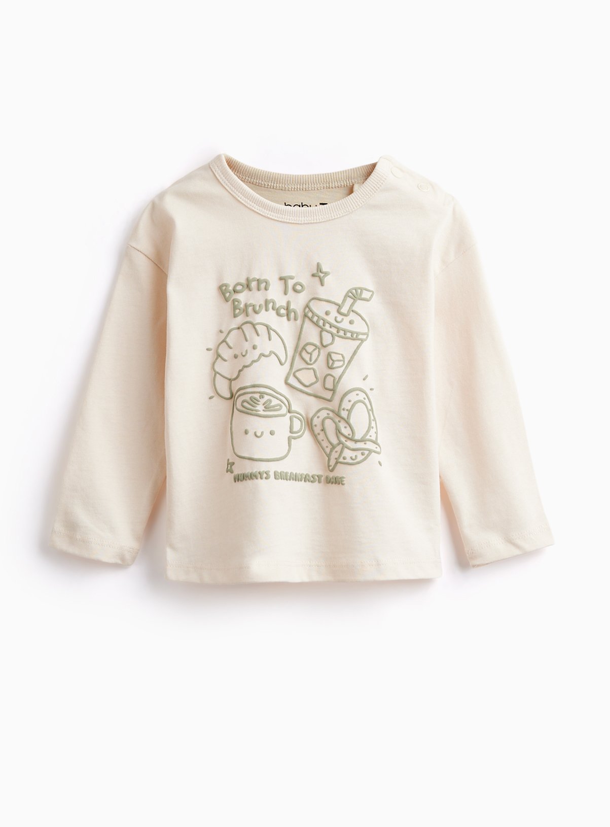 Cream Born To Brunch Graphic Long Sleeve T-Shirt 2-3 years - Image 2 thumbnail