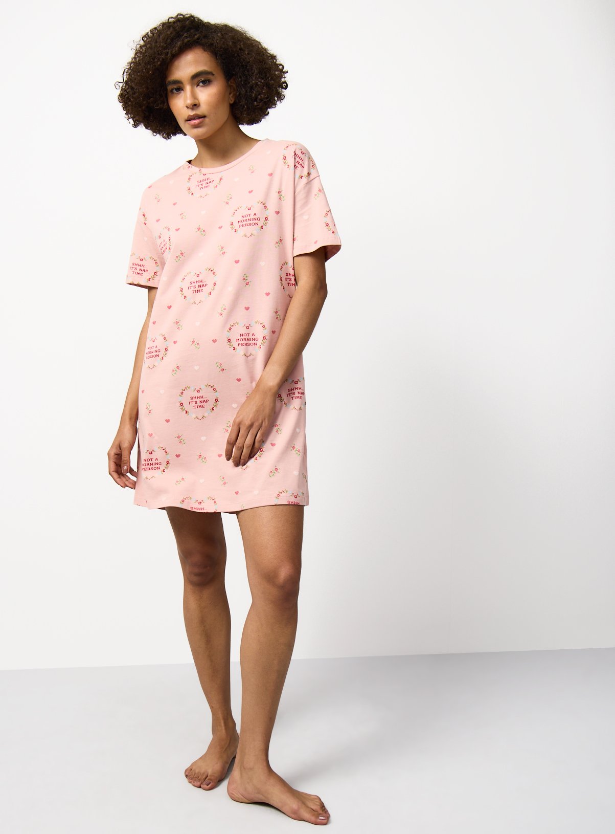 Pink Heart Print Sleep Tee L - Image 2 thumbnail
