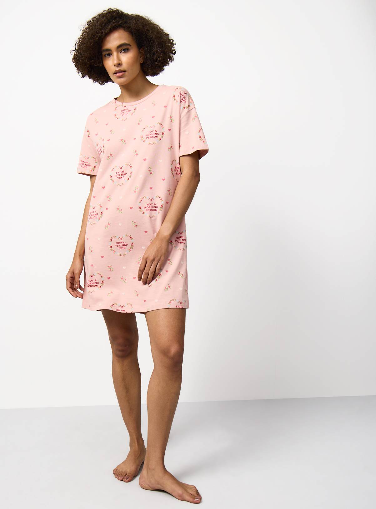 Pink Heart Print Sleep Tee L - Image 2