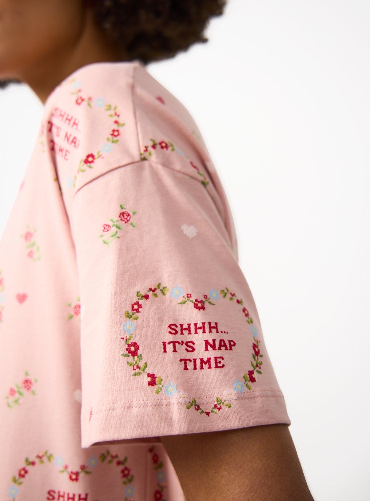Pink Heart Print Sleep Tee L - Image 3 thumbnail