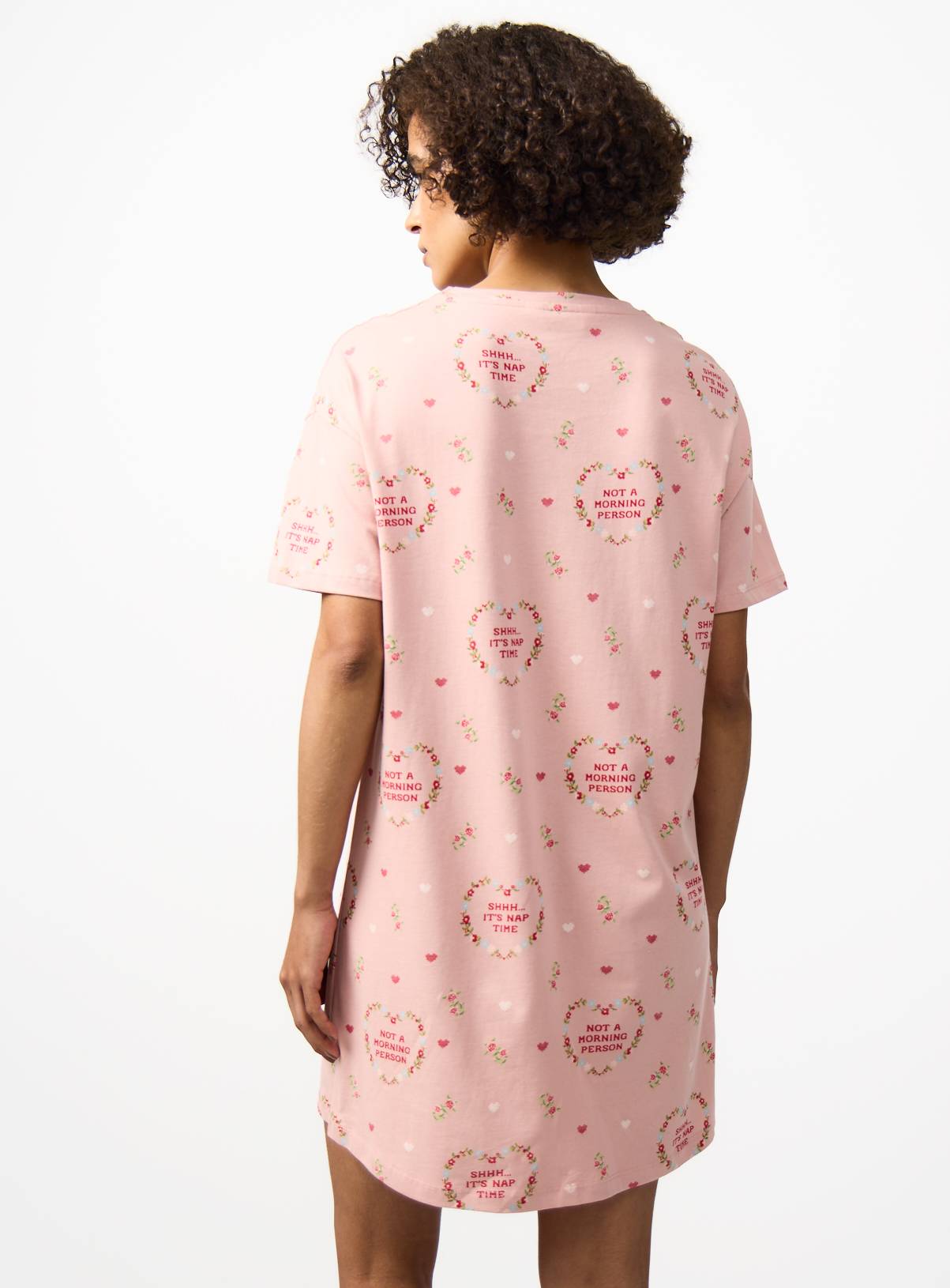 Pink Heart Print Sleep Tee L - Image 4