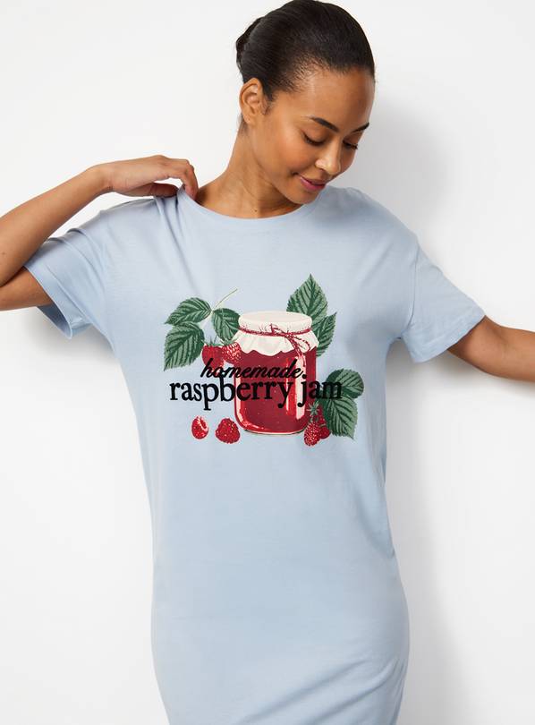 Blue Homemade Jam Graphic Print Sleep T-Shirt XXL