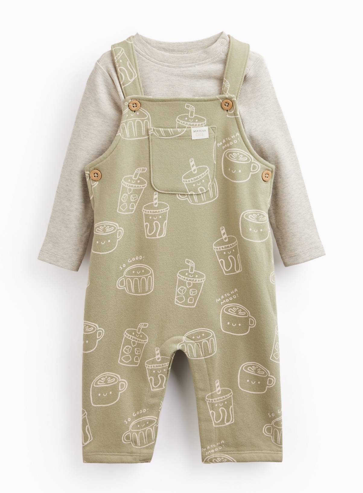 Matcha Dungaree & Bodysuit Set 9-12 months - Image 1
