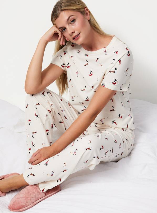 Cream Dog Print Pyjama Set XL