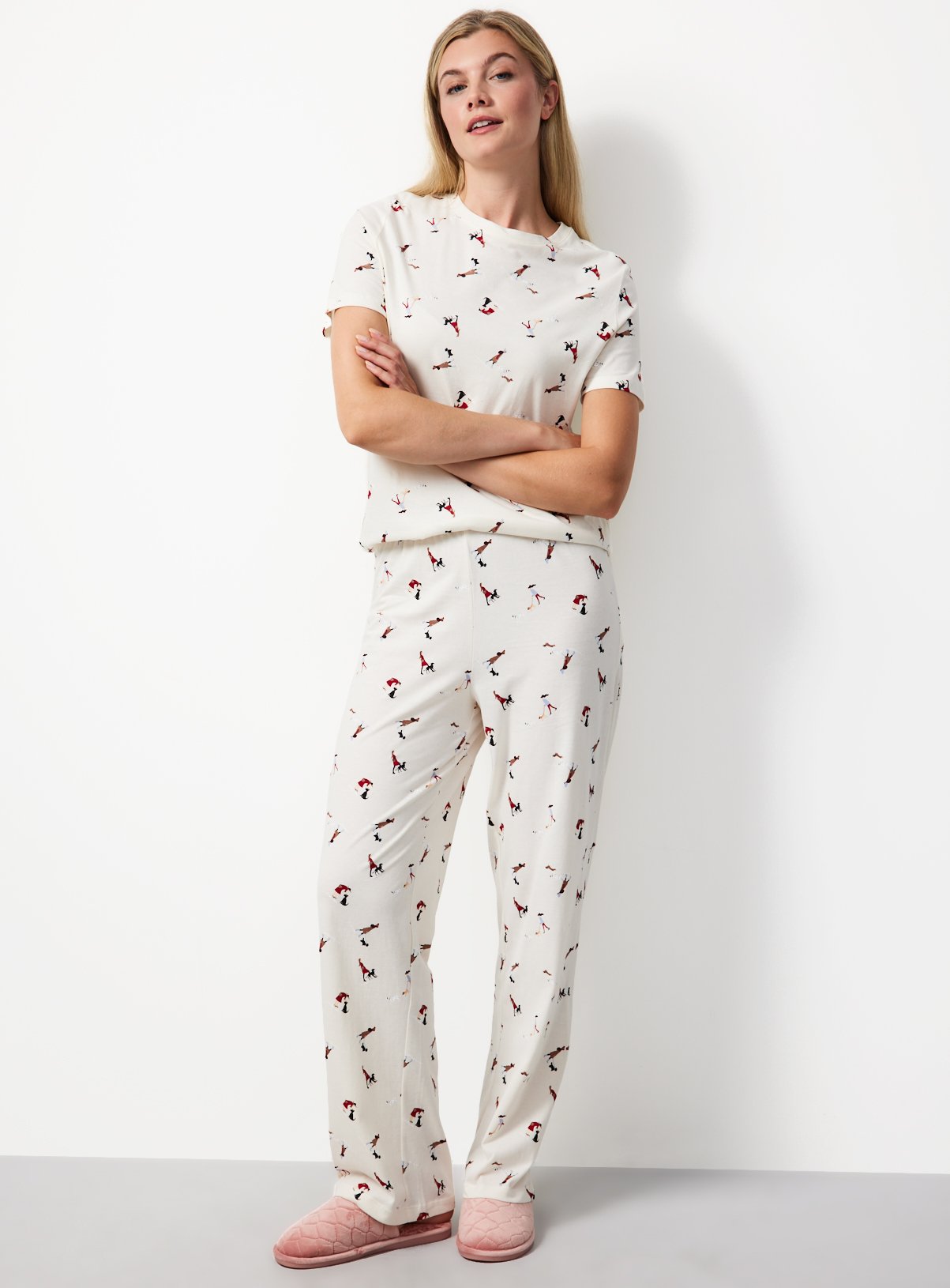 Cream Dog Print Pyjama Set XL - Image 2 thumbnail
