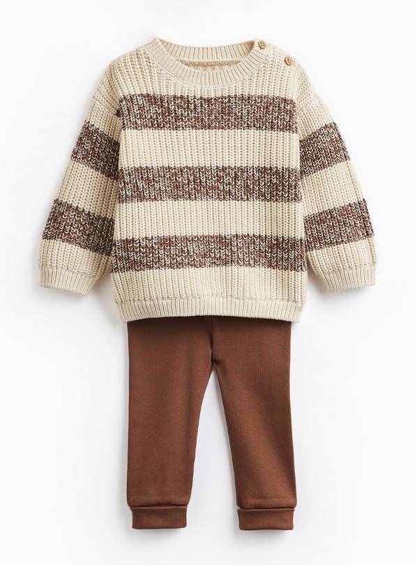 Brown Stripe Knitted Jumper & Leggings Set 18-24 months