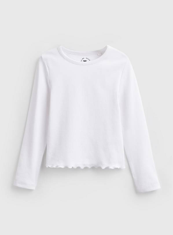 2 Pack White Ribbed Long Sleeve T-Shirt 6 years