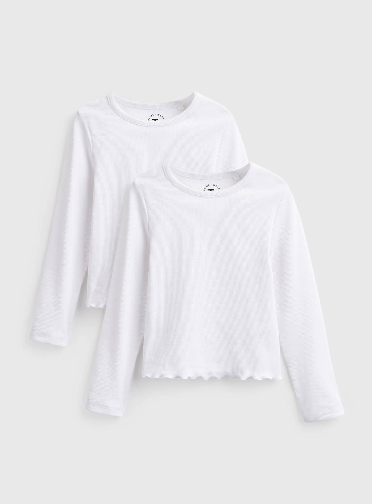 2 Pack White Ribbed Long Sleeve T-Shirt 5 years - Image 1