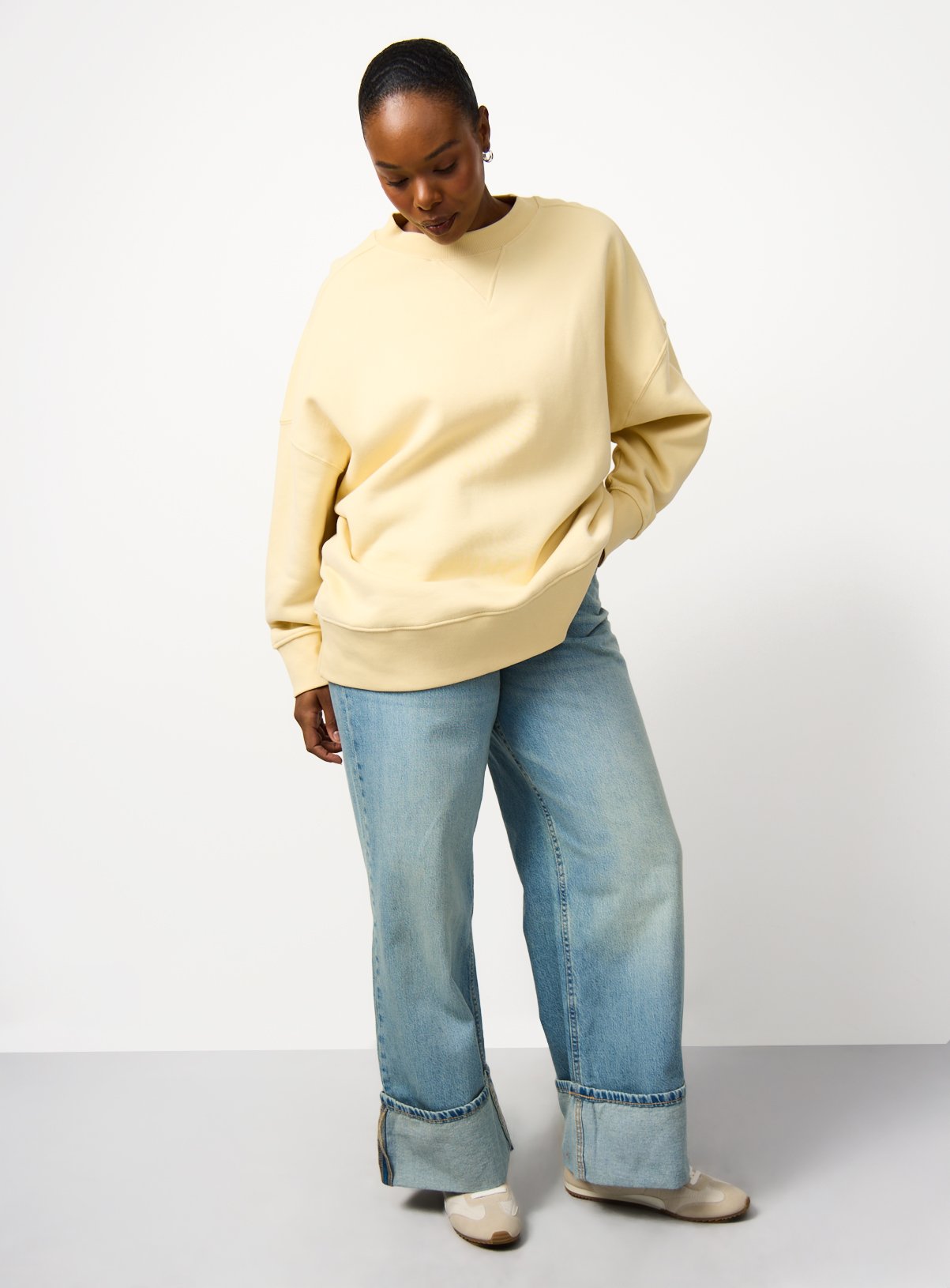 Yellow Pure Cotton Longline Sweatshirt S - Image 2 thumbnail