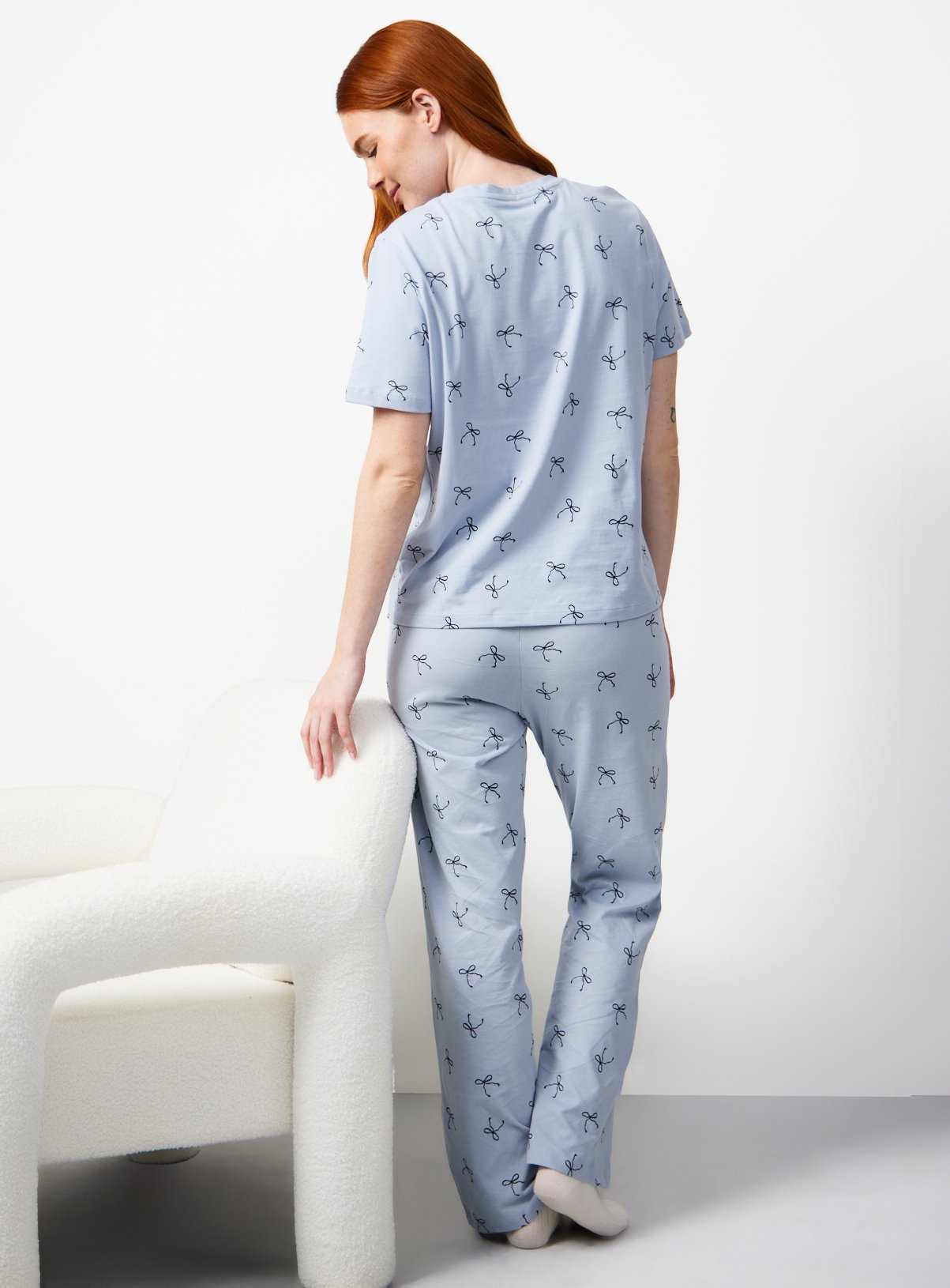 Grey Bow Print Pyjamas S - Image 3 thumbnail