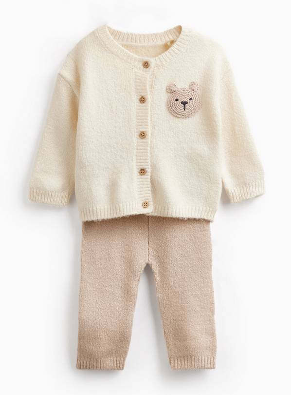 Cream Bear Knitted Cardigan & Leggings Set 3-6 months