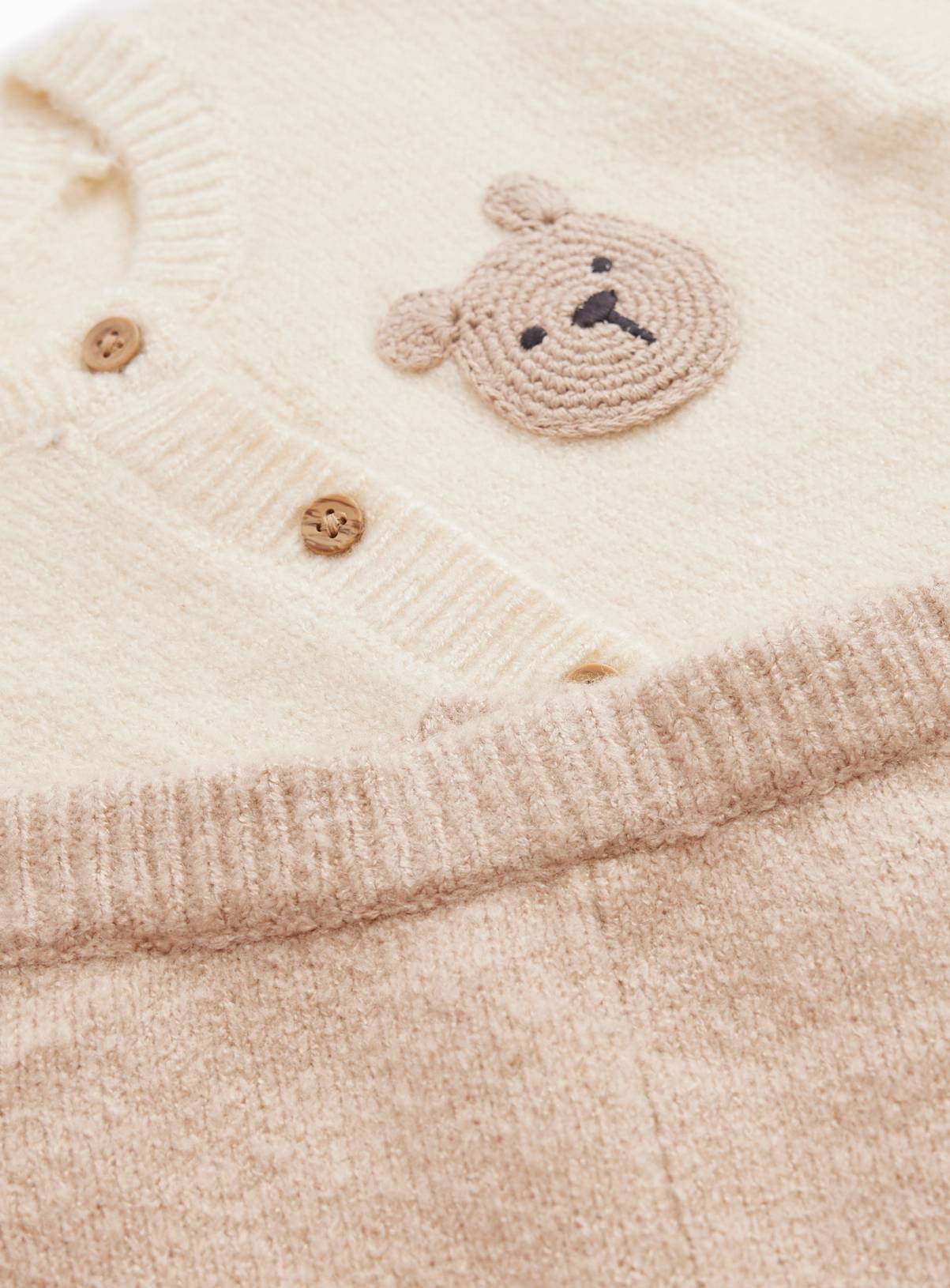 Cream Bear Knitted Cardigan & Leggings Set 9-12 months - Image 2