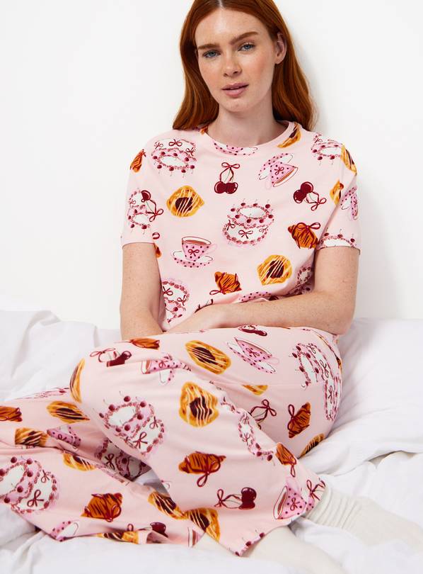 Pink Tea Party Print Pyjamas M