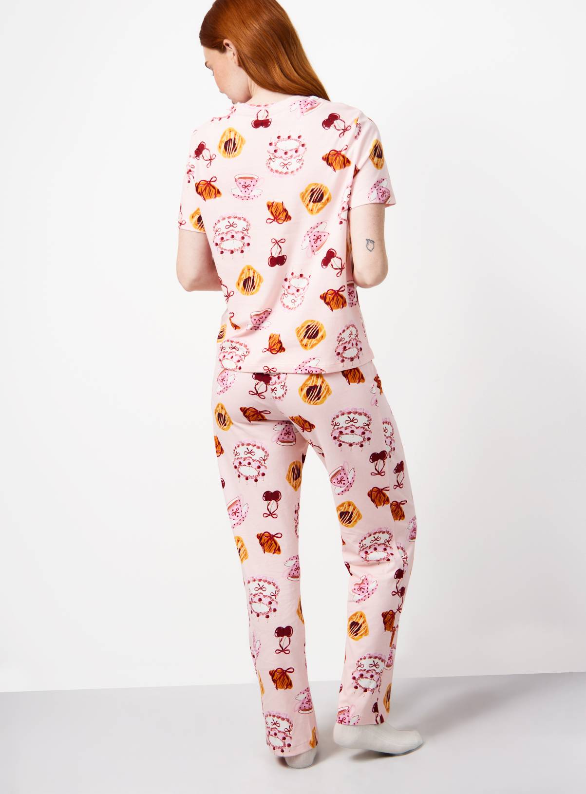 Pink Tea Party Print Pyjamas M - Image 4